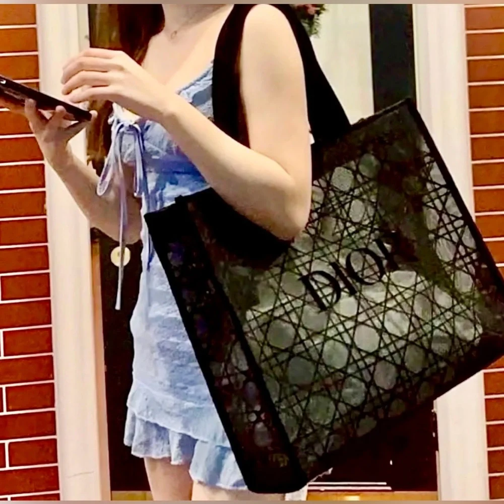 Bundle of Dior Black Mesh Tote with matching Pouch - Picture 3 of 14